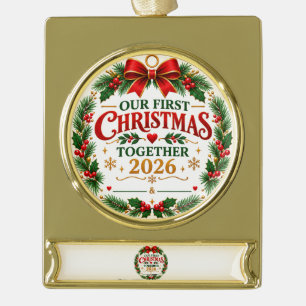 Unser erstes Weihnachten zusammen 2026 Banner-Ornament Gold
