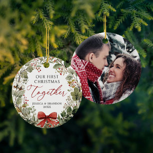 Unser erstes Weihnachten zusammen Foto-Ornament Keramik Ornament