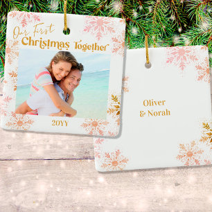 Unser erstes Weihnachten zusammen Foto Pink Gold Keramikornament