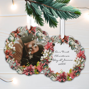 Unser erstes Weihnachten zusammen Foto und Datum Ornament Karte