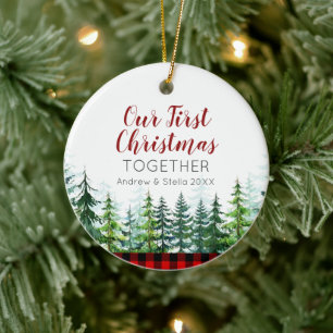Unser erstes Weihnachten zusammen Pine Tree Lumber Keramik Ornament