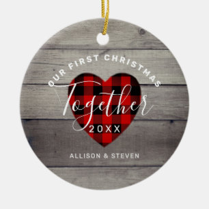 Unser erstes Weihnachten zusammen rustikal Persona Keramik Ornament