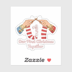 Unser erstes Weihnachten zusammen Strickendes Paar Aufkleber