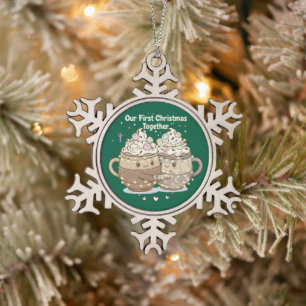 Unser erstes Weihnachten zusammen Süßes Kawaii-P Schneeflocken Zinn-Ornament