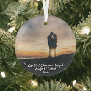 Unser erstes Weihnachts-Coupé-Foto Ornament Aus Glas