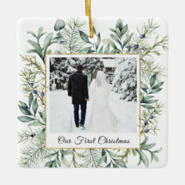 Unser erstes Weihnachts-Foto Elegante Winter Everg Keramikornament