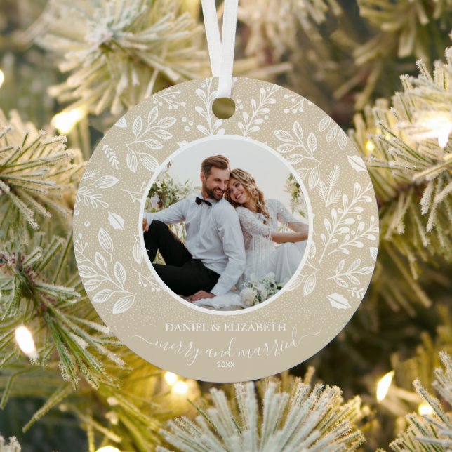 Unser erstes Weihnachts-Foto Elfenbein Ornament Aus Metall (InSitu)
