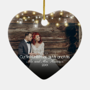 Unser erstes Weihnachts-Foto Mason Jars String Lig Keramik Ornament