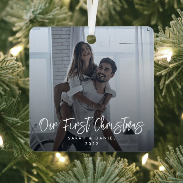 Unser erstes Weihnachts-Foto Modernes Minimales El Ornament Aus Metall (InSitu)
