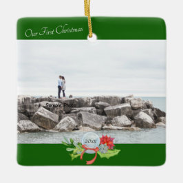 Unser erstes Weihnachts-Foto Personalisierte Keram Keramikornament