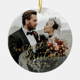 Unser erstes Weihnachts-Imitat Gold Script Hochzei Keramik Ornament