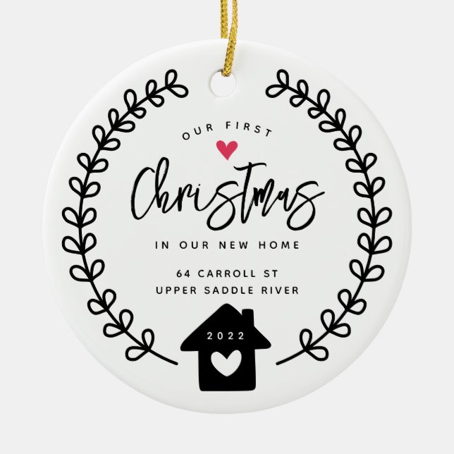 Unser erstes Weihnachts-neues Haus Keramik Ornament (Vorne)