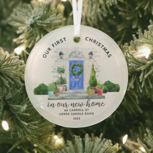 Unser erstes Weihnachts-neues Haus Ornament Aus Glas