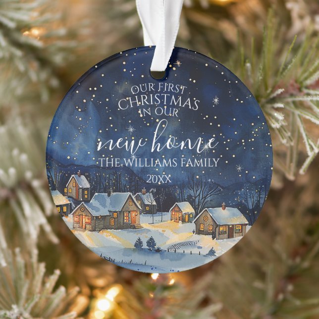 Unser erstes Weihnachts-neues Zuhause-Foto Rustika Ornament (Baum)