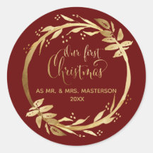 Unser erstes Weihnachts-Newlyweds Gold Burgund