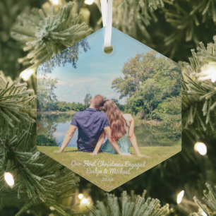Unser erstes Weihnachts-Paar-Foto Ornament Aus Glas
