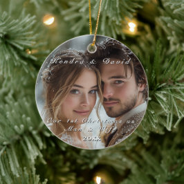 Unser erstes Weihnachts-Persönliches Foto Keramik Ornament