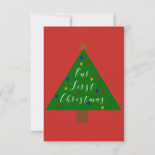 Unser erstes Weihnachts-Rot-Hintergrund Einladung