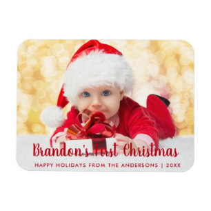 Unser erstes Weihnachts-Rotes Script-Foto Magnet