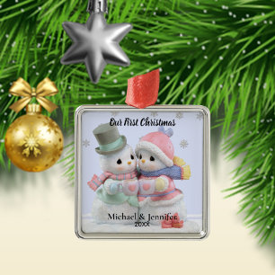 Unser erstes Weihnachts-Schneemann-Paar-Ornament Ornament Aus Metall