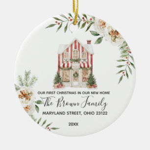 Unser erstes Weihnachts-Winter-Haus Adresse Keramik Ornament