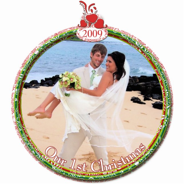 Unser erstes Weihnachtsänderungsdatum, indem Sie m Fotoskulptur Ornament (Vorne)