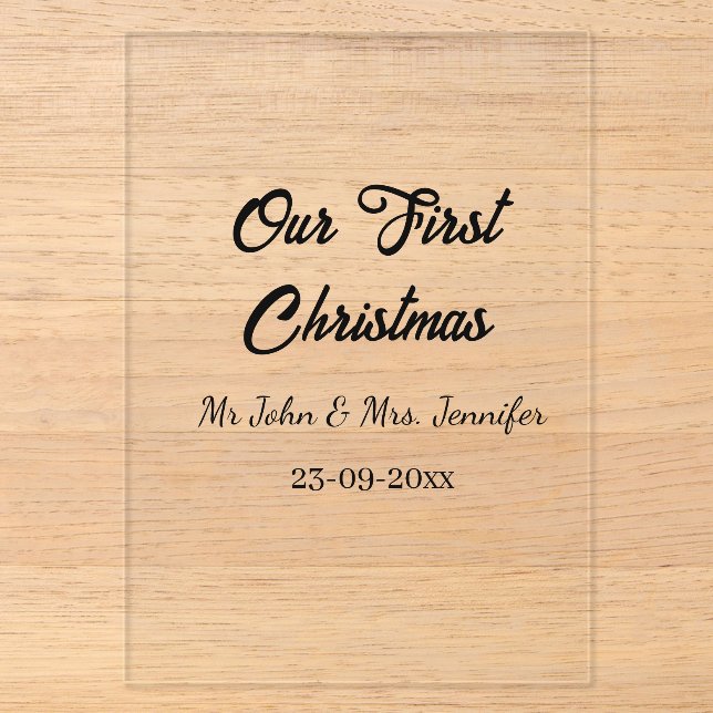 Unser erstes Weihnachtsdatum - Herr und Frau - Acryleinladungen (Vorderseite)