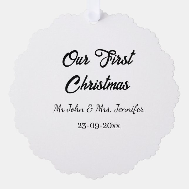Unser erstes Weihnachtsdatum - Herr und Frau - Ornament Karte (Vorderseite)