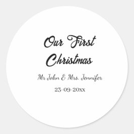 Unser erstes Weihnachtsdatum - Herr und Frau - Runder Aufkleber