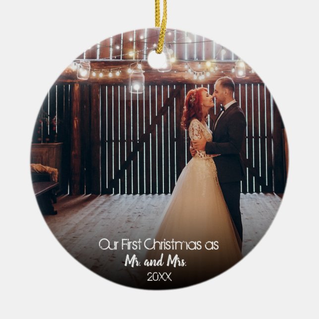 Unser erstes Weihnachtsfest 2 Foto New Lights Keramik Ornament (Vorne)