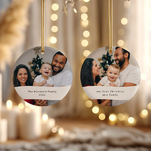 Unser erstes Weihnachtsfest als Familie 2 Fotos Keramik Ornament