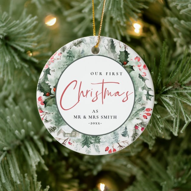 Unser erstes Weihnachtsfest als Foto von Frau Wint Keramik Ornament (Baum)