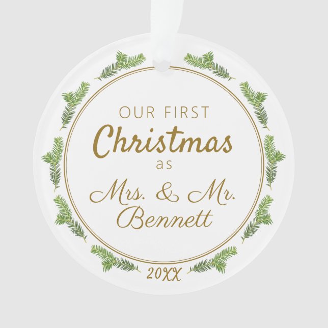 Unser erstes Weihnachtsfest als Mrs & Mr. Festive  Ornament (Vorderseite)