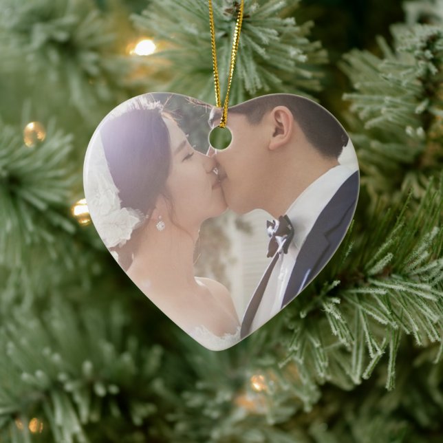 Unser erstes Weihnachtsfest-Foto Keramik Ornament (Baum)