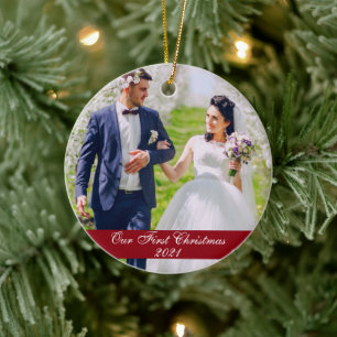 Unser erstes Weihnachtsfest-Foto Keramik Ornament