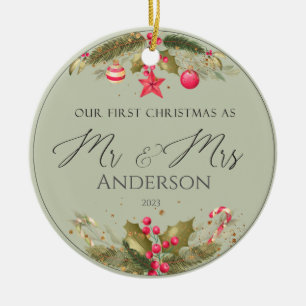 Unser erstes Weihnachtsfest-Foto Keramik Ornament