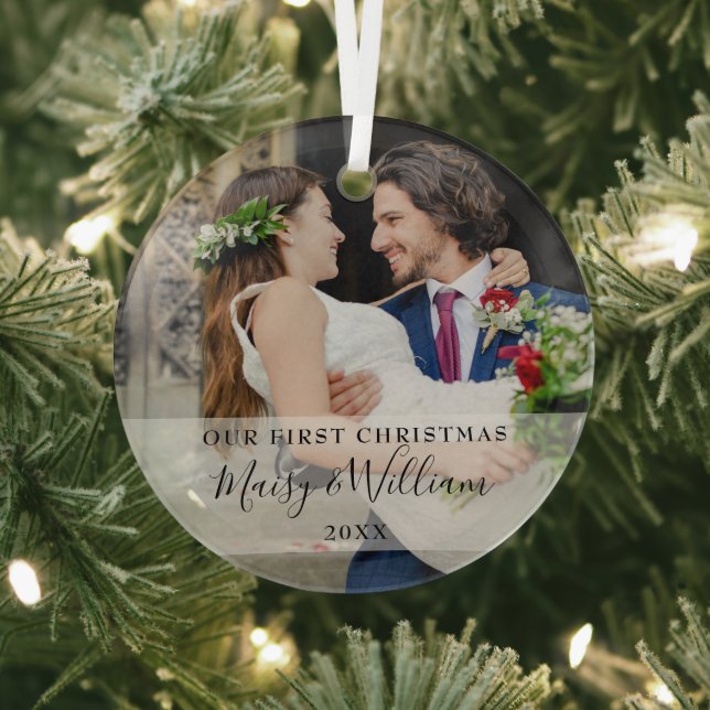 Unser erstes Weihnachtsfest-Foto Ornament Aus Glas (InSitu)