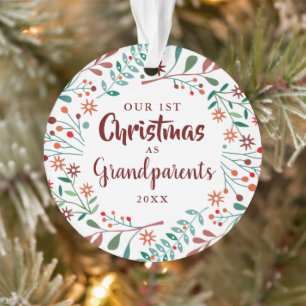 Unser erstes Weihnachtsfest Großeltern Blumen Baby Ornament