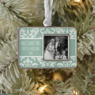 Unser erstes Weihnachtsfest - Hochzeit oder Verlob Rahmen-Ornament Silber