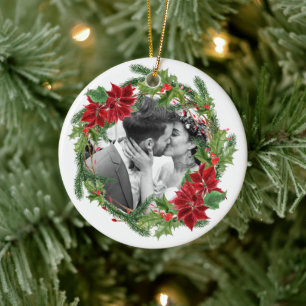 Unser erstes Weihnachtsfest Kranz Foto Keramik Ornament