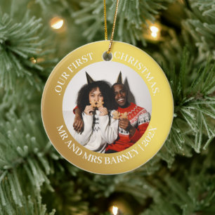 Unser erstes Weihnachtsfest - Mr. and Mrs. Gold Mo Keramik Ornament
