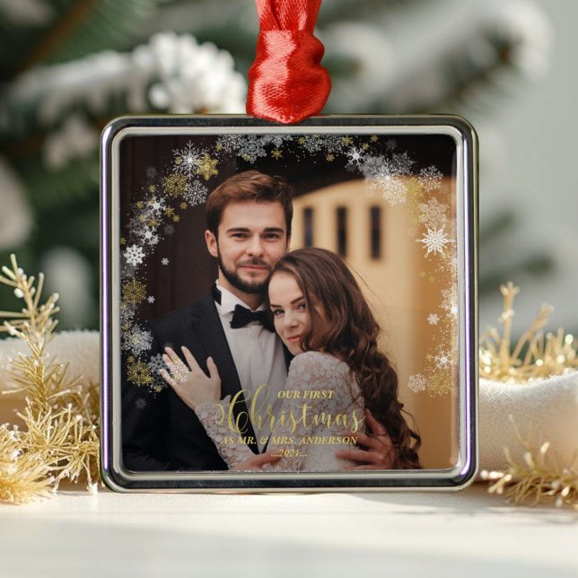 Unser erstes Weihnachtsfest - Mr. Gilded Couple Fo Ornament Aus Metall (Von Creator hochgeladen)