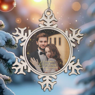 Unser erstes Weihnachtsfest - Mr. Gilded Couple Fo Schneeflocken Zinn-Ornament