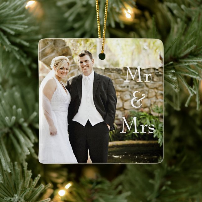 Unser erstes Weihnachtsfest - Mr. & Mrs. Wedding F Keramikornament (Baum)
