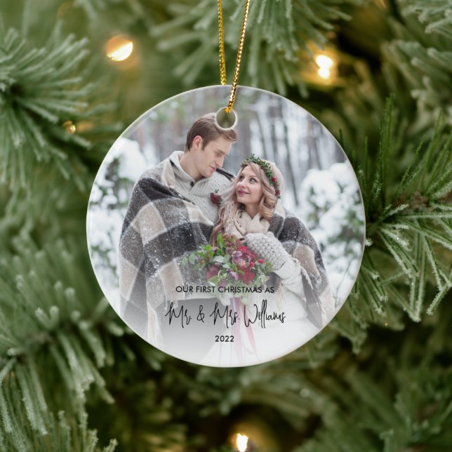 Unser erstes Weihnachtsfest - Mr. und Mrs. Wedding Keramik Ornament (Baum)