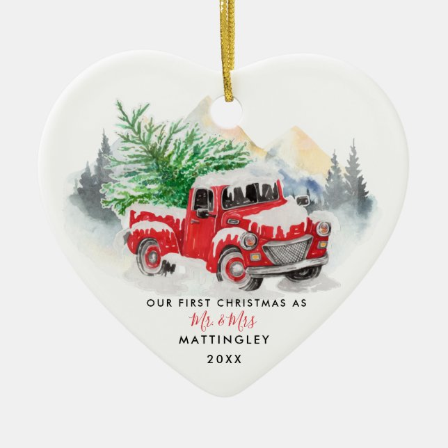 Unser erstes Weihnachtsfest Verheiratet Mr. und Mr Keramik Ornament (Vorne)