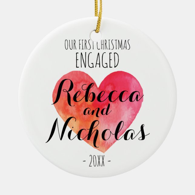 Unser erstes Weihnachtsfest verlobt oder zusammen Keramikornament (Vorne)