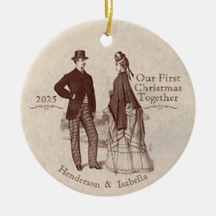Unser erstes Weihnachtsfest zusammen Vintag Keramik Ornament