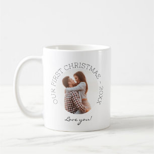 Unser erstes Weihnachtsfoto minimal einfache Liebe Kaffeetasse