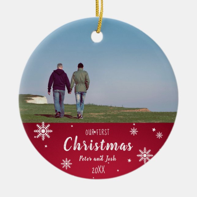 Unser erstes Weihnachtsgärtnerpaar Keramik Ornament (Vorne)